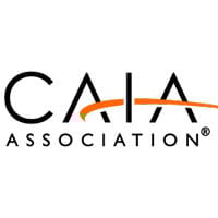 CAIA logo, black text with an orange swash.
