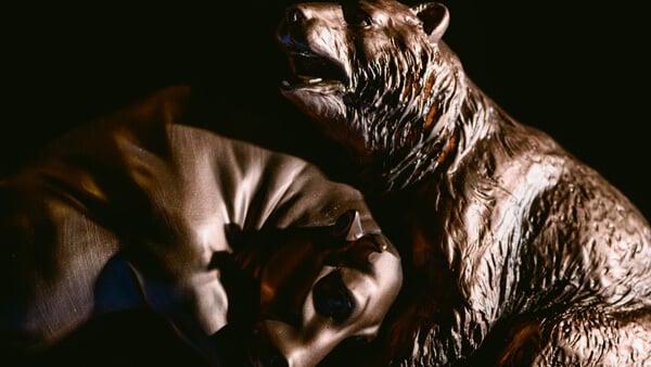 A placeholder image of the statue given to first-place portfolio competition winners, featuring a bear and a bull.