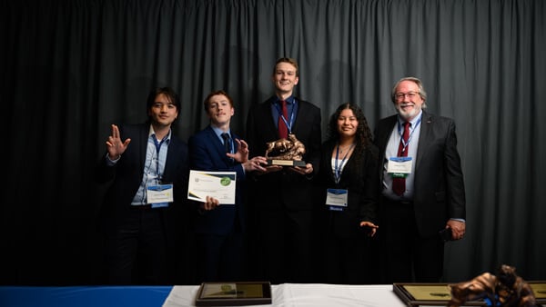 Awardees in the Undergraduate Core category pose on stage with their recognition during the Forum Poster Competition Awards Ceremony.